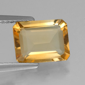 Citrine jaune naturelle taille émeraude, 1,77 ct, VVS-VS