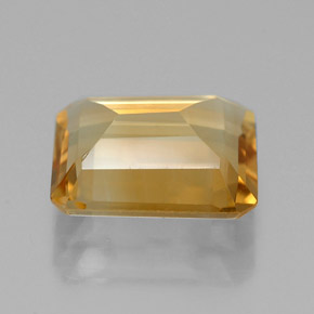 Citrine jaune naturelle taille émeraude, 1,77 ct, VVS-VS