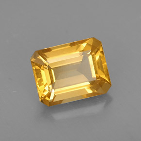 Citrine jaune naturelle taille émeraude, 2,10 ct, VS