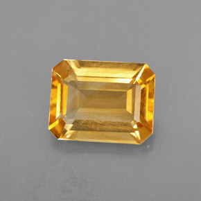 Citrine jaune naturelle taille émeraude, 1,86 ct, VS