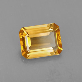 Citrine jaune naturelle taille émeraude, 1,86 ct, VS