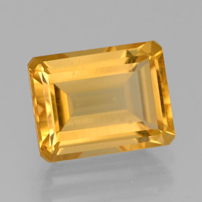 Citrine jaune naturelle taille émeraude, 2,18 ct, VS