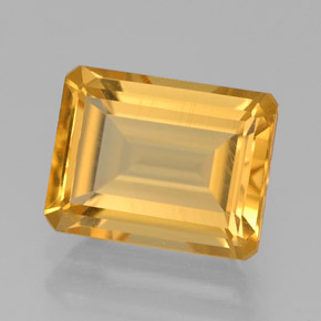 Citrine jaune naturelle taille émeraude, 2,18 ct, VS