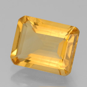 Citrine jaune naturelle taille émeraude, 1,92 ct, VS