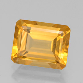 Citrine jaune naturelle taille émeraude, 2,04 ct, VVS-VS
