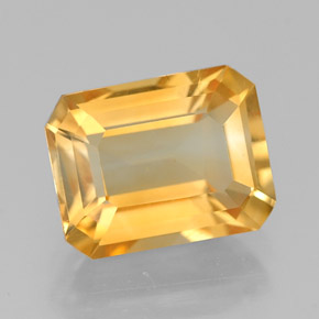 Citrine jaune naturelle taille émeraude, 2,09 ct, VVS-VS