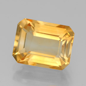 Citrine jaune naturelle taille émeraude, 2,09 ct, VVS-VS