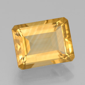 Citrine jaune naturelle taille émeraude, 2,17 ct, VS