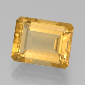 Citrine jaune naturelle taille émeraude, 2,17 ct, VS