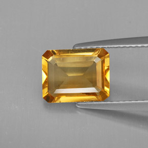 Citrine jaune naturelle taille émeraude, 1,89 ct, VVS-VS