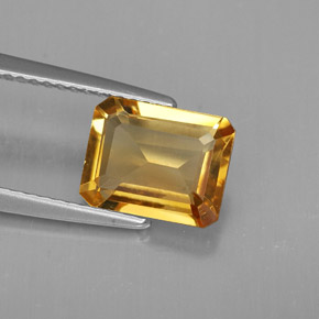 Citrine jaune naturelle taille émeraude, 1,89 ct, VVS-VS