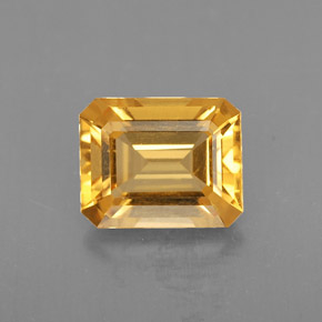 Citrine jaune naturelle taille émeraude, 1,74 ct, VVS-VS