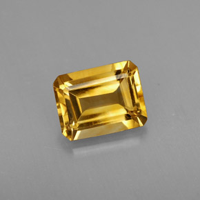 Citrine jaune naturelle taille émeraude, 1,97 ct, VS