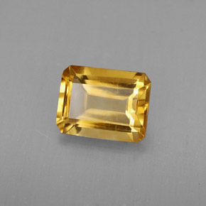 Citrine jaune naturelle taille émeraude, 1,97 ct, VS