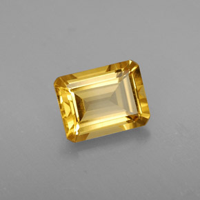 Citrine jaune naturelle taille émeraude, 2,03 ct, VS