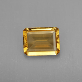 Citrine jaune naturelle taille émeraude, 1,74 ct, VVS-VS