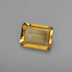 Citrine jaune naturelle taille émeraude, 1,74 ct, VVS-VS