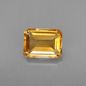 Citrine jaune naturelle taille émeraude, 2,12 ct, VVS-VS