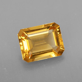 Citrine jaune naturelle taille émeraude, 2,00 ct, VVS
