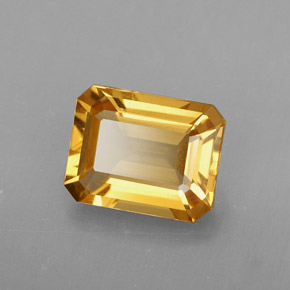 Citrine jaune naturelle taille émeraude, 2,00 ct, VVS