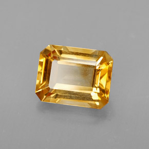 Citrine jaune naturelle taille émeraude, 1,99 ct, VVS
