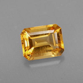 Citrine jaune naturelle taille émeraude, 1,97 ct, VVS