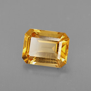 Citrine jaune naturelle taille émeraude, 1,97 ct, VVS