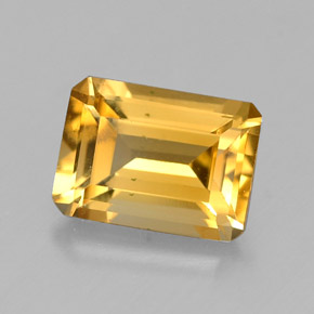 Citrine jaune naturelle taille émeraude, 1,52 ct, VVS-VS