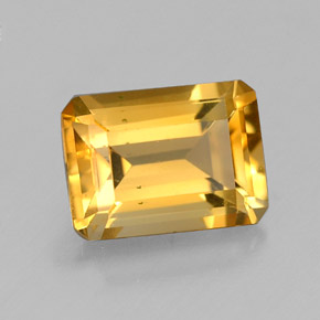 Citrine jaune naturelle taille émeraude, 1,52 ct, VVS-VS