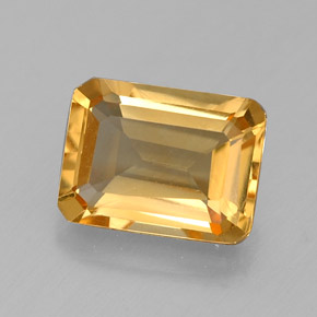Citrine jaune naturelle taille émeraude, 1,56 ct, VVS