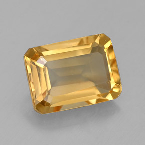 Citrine jaune naturelle taille émeraude, 1,56 ct, VVS