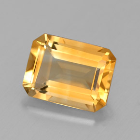 Citrine jaune naturelle taille émeraude, 1,39 ct, VVS
