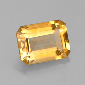 Citrine jaune naturelle taille émeraude, 1,39 ct, VVS