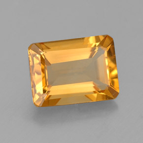 Citrine jaune naturelle taille émeraude, 1,43 ct, VVS