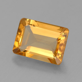 Citrine jaune naturelle taille émeraude, 1,43 ct, VVS
