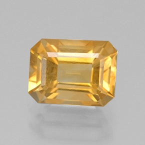 Citrine jaune naturelle taille émeraude, 1,46 ct, VVS