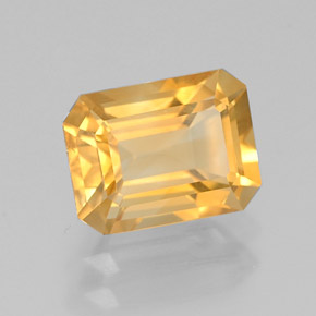 Citrine jaune naturelle taille émeraude, 1,46 ct, VVS