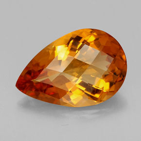 Citrine orange naturelle en forme de poire, 4,66 ct, VVS