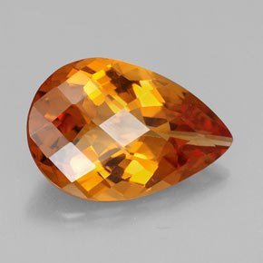 Citrine orange naturelle en forme de poire, 4,66 ct, VVS