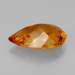 Citrine orange naturelle en forme de poire, 4,66 ct, VVS