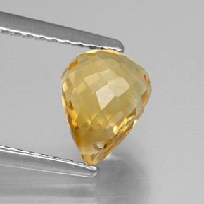 Citrine jaune naturelle briolette, 1,69 ct, VVS-VS