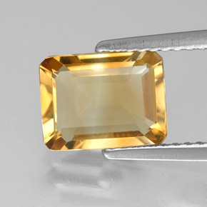 Citrine jaune naturelle taille émeraude, 1,78 ct, VVS-VS