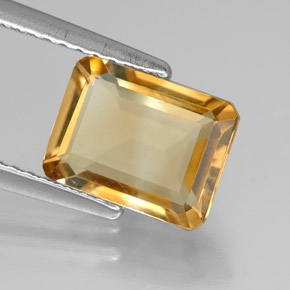 Citrine jaune naturelle taille émeraude, 1,78 ct, VVS-VS