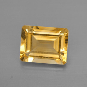 Citrine jaune naturelle taille émeraude, 2,14 ct, VS