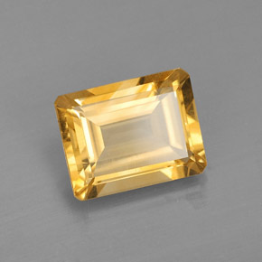 Citrine jaune naturelle taille émeraude, 2,14 ct, VS