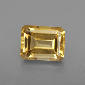 Citrine jaune naturelle taille émeraude, 2,08 ct, VS
