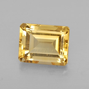 Citrine jaune naturelle taille émeraude, 2,56 ct, VVS-VS