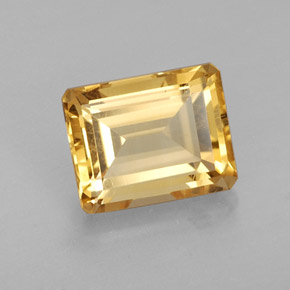 Citrine jaune naturelle taille émeraude, 2,56 ct, VVS-VS