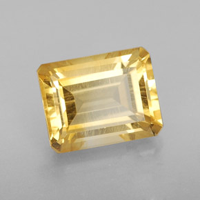 Citrine jaune naturelle taille émeraude, 2,50 ct, VS