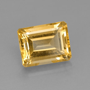 Citrine jaune naturelle taille émeraude, 2,49 ct, VS